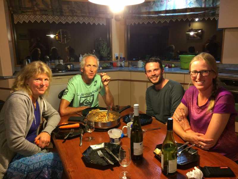 Putting the world to rights with Rene and Leonie (and Stephen, who took the photo)