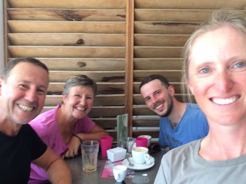 Chinwagging with the first cyclists we've seen for a month!