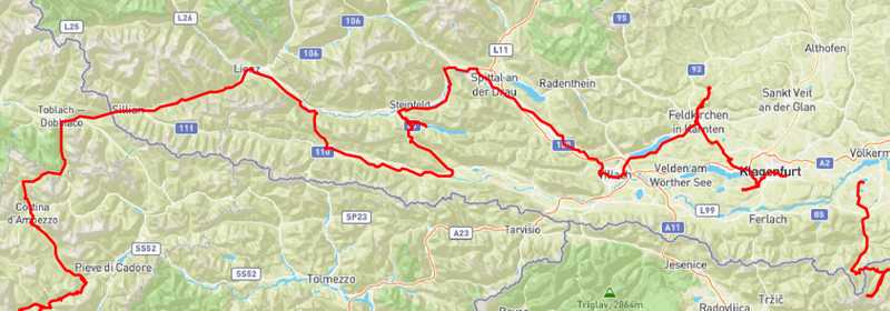 Our route through Austria, with a gap where my GPS didn't record.